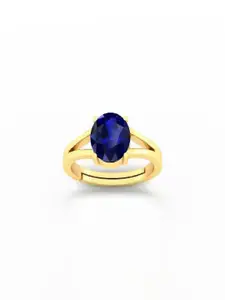 Barmunda gems Gold Plated Blue Brass Finger Ring