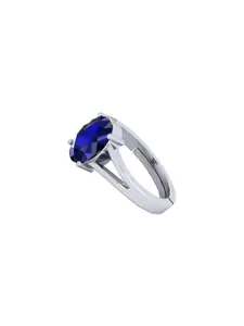 Barmunda gems Blue Brass Silver-Plated Ring