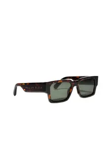 PHILIPP PLEIN Men Green Lens & Brown Rectangle Sunglasses with