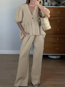 MIAKEE V-Neck Top With Palazzo Co-Ords