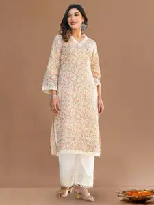 Varanga Women Floral Printed Daily Cotton Straight Kurta