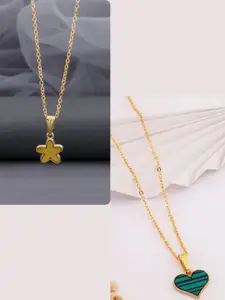 DressBerry Pack of 2 Gold-Plated Charms Pendant Chains