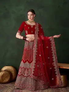 Maroosh Embroidered Semi-Stitched Lehenga & Unstitched Blouse With Dupatta
