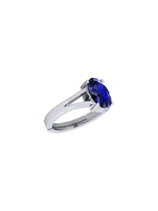 Barmunda gems Blue Stone Studded Silver-Plated Finger Ring