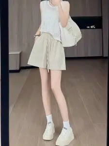 Outzidr Women Relaxed Fit Mid-Rise Shorts