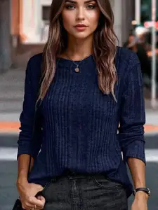 bebe Self Design Round Neck Sweater