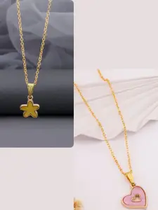 DressBerry Set of 2 Gold-Plated Charms Necklace