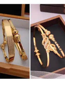 Anouk Set Of 4 Gold-Plated Brass American Diamond Studded Bangles