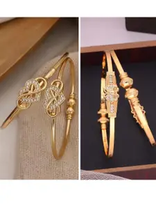 Anouk Set Of 4 Gold-Plated Brass American Diamond Studded Bangles