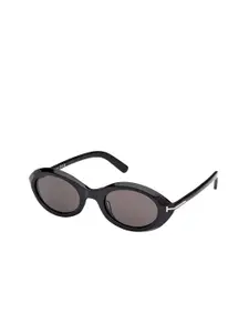 Tom Ford Women Grey Lens & Black Oval Sunglasses with