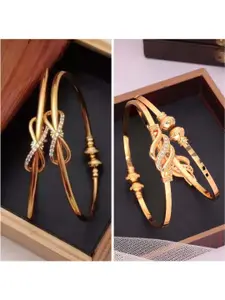 Anouk Women Pack of 2 Gold-Plated American Diamond Adjustable Gold Bangles