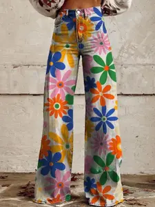 StyleCast Women Floral Printed Mid-Rise  Regular Fit Jeans
