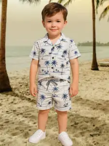 FASHION GRAB Boys Printed Pure Cotton Shirt With Short