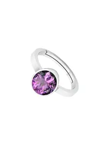 Barmunda gems Purple Stone Brass Silver-Plated Finger Ring
