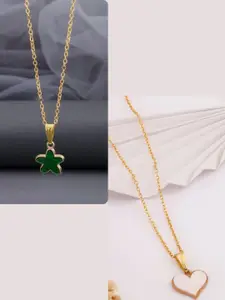 DressBerry Set of 2 Women Gold-Plated Chain With Charms Pendant