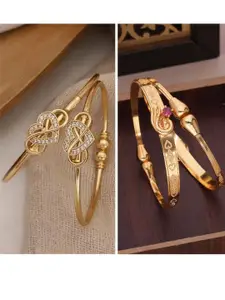 Anouk Set of 4 Gold-Plated Brass American Diamond Bangle