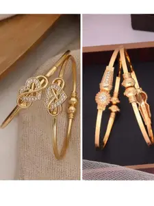 Anouk Women Pack Of 4 Gold-Plated Brass American Diamond Adjustable Bangles