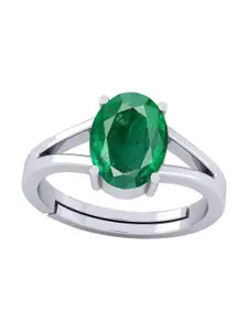 Barmunda gems Men Green Silver-Plated Artificial Stones Brass Ethnic Finger Ring