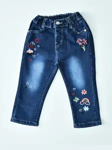 BAESD Girls Comfort Regular Fit Mid-Rise Low Distress Heavy Fade Stretchable Denim Jeans