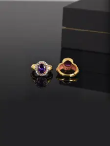 Barmunda gems Blue Brass Zircon Finger Ring