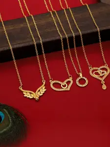 Anouk Pack of 4 Brass Gold-Plated Chain With Pendants