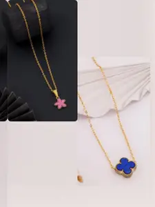 DressBerry Set of 2 Gold-Plated Charms Necklace