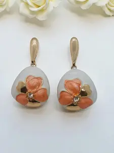 AVANT-GARDE PARIS Gold Plated Artificial Stones Studded Teardrop Enamelled Drop Earrings