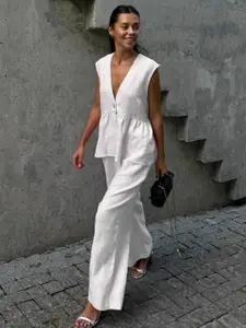 MIAKEE V-Neck Top With Palazzo Co-Ords