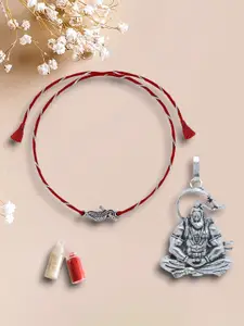 De Flossy Silver Set Of 2 925 Silver Krishna Thread Rakhis With Hanuman Pendant