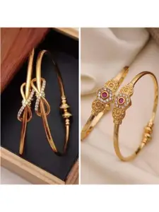 Anouk Women Pack of 2 Gold-Plated American Diamond Adjustable Gold Bangles