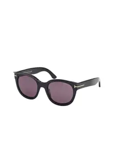 Tom Ford Women Grey Lens & Black Oval Sunglasses with
