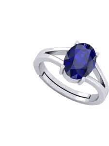 Barmunda gems Blue Brass Silver-Plated Ring