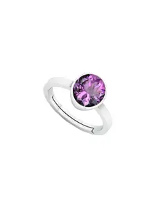 Barmunda gems Men Silver Plated Purple Gem Studded Finger Ring