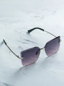 Leeway Women Black Lens & Gold-Toned Square Sunglasses With UV Protected Lens