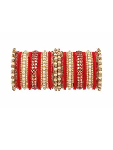 RIJOLI  pack of 38 Artificial Stones and Beads Alloy Bangle Set