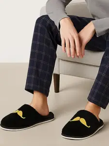 TRAVELKHUSHI Men Black Slip-On Soft Fur House Slippers