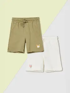 max Boys Pack of 2 Solid Mid-Rise Pure Cotton Regular Shorts