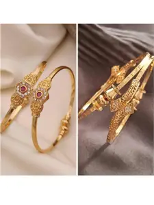 Anouk Set Of 4 Gold-Plated Brass American Diamond Studded Bangles