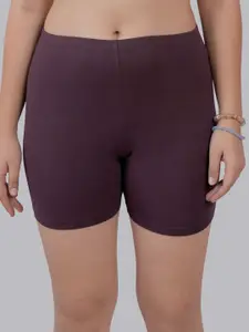 Soie Women Solid Mid-Rise Cotton Sports Shorts