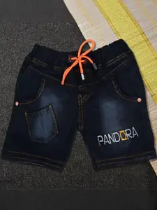 WORTON FASHION Boys Typography Printed Pure Cotton Denim Shorts