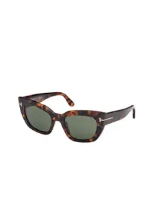 Tom Ford Women Green Lens & Brown Cateye Sunglasses with