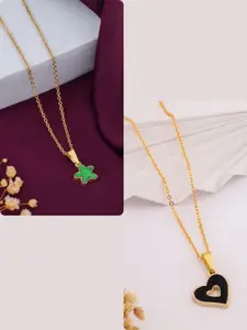 DressBerry Set of 2 Brass Gold-Plated Necklace