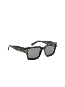 PHILIPP PLEIN Men Grey Lens & Black Square Sunglasses with