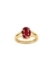 Barmunda gems Men Red Ruby Stone & Gold-Plated Brass Finger Ring