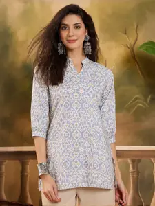 Sangria Geometric Printed Pure Cotton Straight Kurti