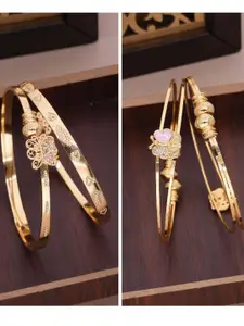 Anouk Gold-Plated 2 Pair Brass American Diamond Bangles