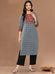 Varanga Geometric Printed Cotton Straight Kurta
