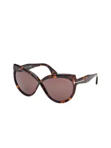 Tom Ford Women Brown Lens & Brown Butterfly Sunglasses with