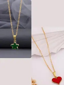 DressBerry Set of 2 Brass Gold-Plated Handcrafted Necklace