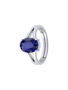 Barmunda gems Blue Brass Silver-Plated Ring